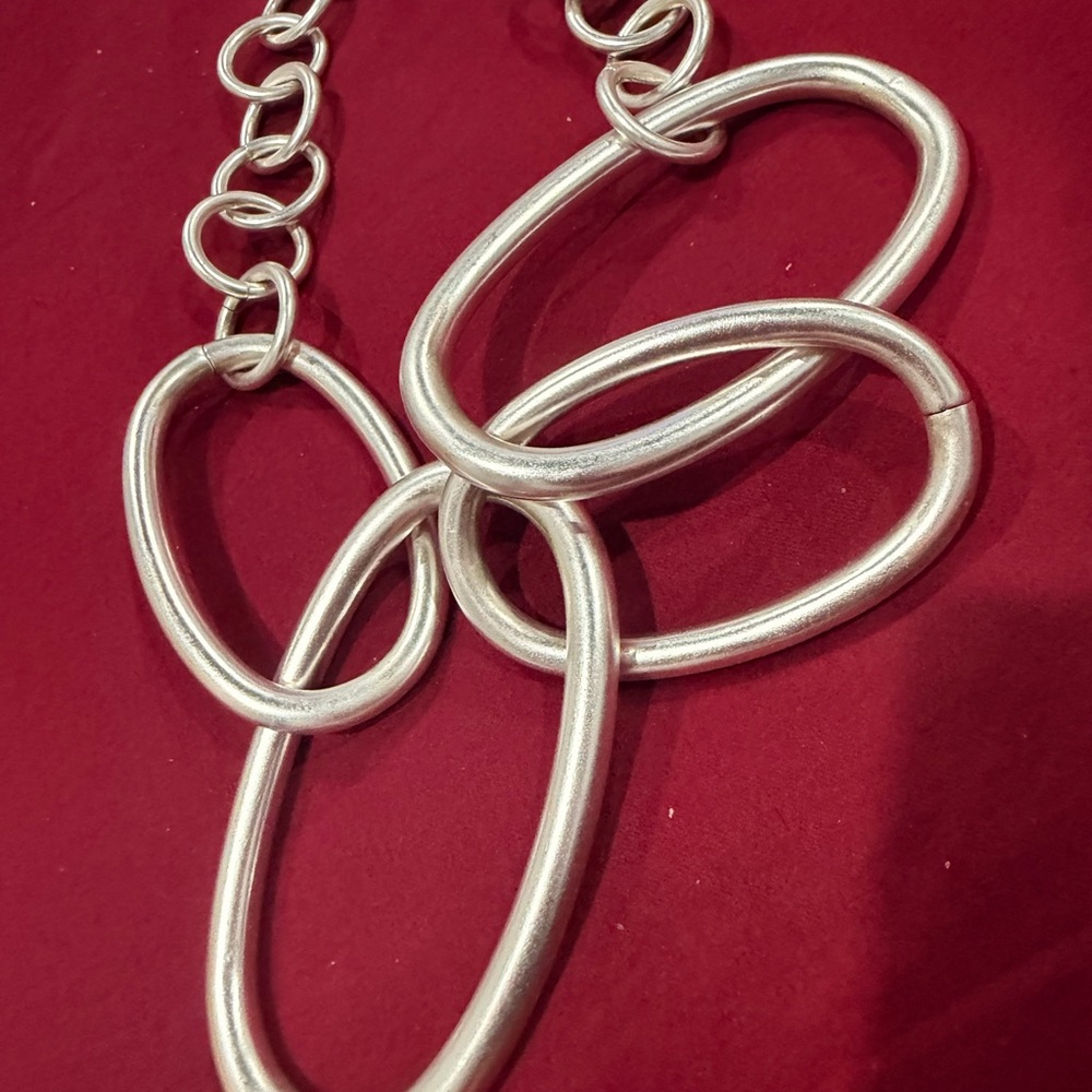 Bold Silver Statement Necklace - image 3